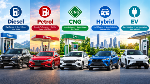 Which Can Be the Best Fuel Type for Cars in 2026: Petrol, Diesel, CNG, Hybrid or EV?